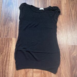 Juno Women's Black Blouse Round Neck Short Sleeve Shirt Size Small